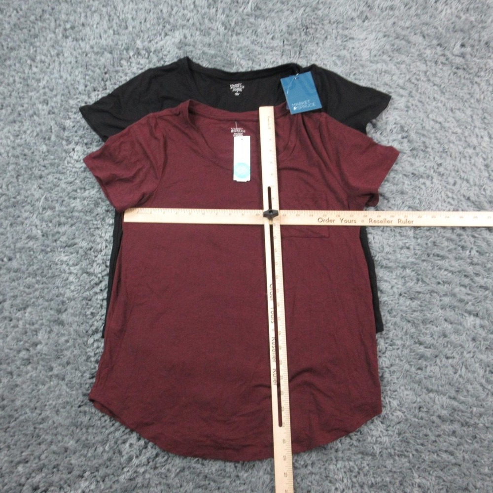 Market & Spruce Shirt Womens Medium Burgundy Black 2 Pack NWT - Picture 2 of 15